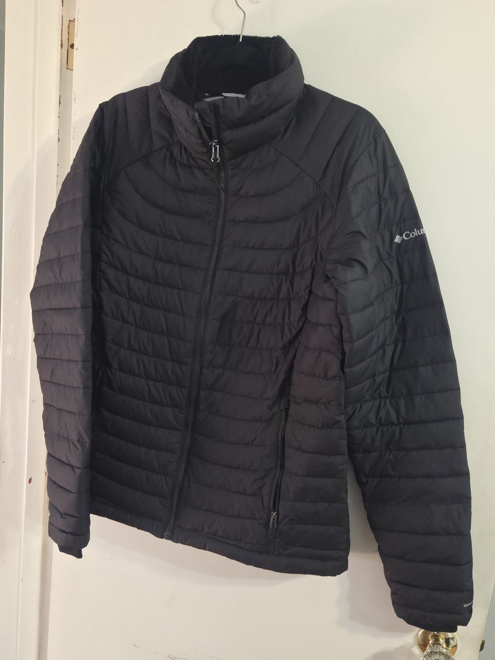 Columbia LARGE Women's Black Quilted Puffer Jacket OMNIHEAT Thermal Lining